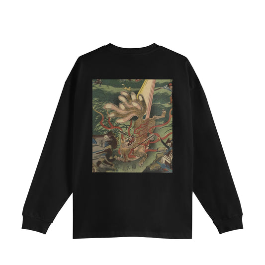 KYUBINOKITSUNE Nine-Tailed Fox_Oversized Cotton Long Sleeve Shirt 9oz 